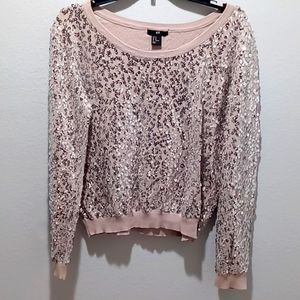 H&M sequined, long sleeve sweater in M